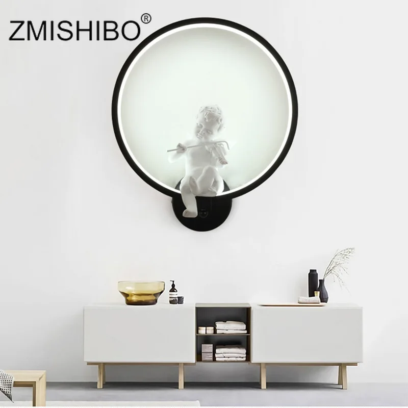 Настенный светильник ZMISHIBO черный белый светодиодный из смолы|Комнатные