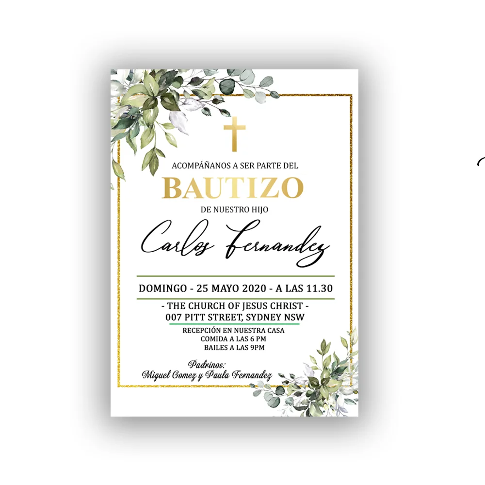 Invitacion De Bautizo Azul Dorado Baptism Invitation Boy Spanish Invitaciones Bautizo Nino Personalized Baptism Invitation Templ Cards Invitations Aliexpress