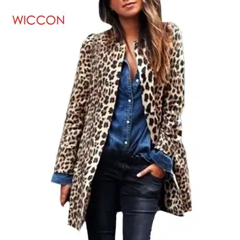 

Women Leopard Sexy Winter Warm New Fashion Coat Cardigan Leopard Printed Long Coats For Women Casual Outwear Chaqueta Mujer