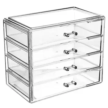 

Makeup Storage Box Transparent Acrylic Cosmetics Container Storage Case Four Drawer Type Cosmetics Box For Home Bedroom