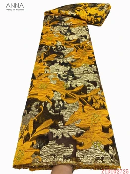 

Anna Latest Yellow Jacquard Fabric Embroidered African Golden Brocade Lace French Net Laces Nigerian Tulle Fabrics 5 yards/piece