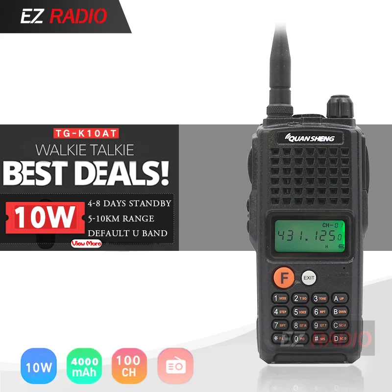 Портативная рация QuanSheng 10 км VHF радио 136 174 МГц и дополнительно двухсторонняя 4000