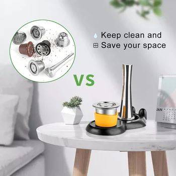 

Base Support Pad for Nespresso & Dolce Gusto & for Illy Coffee Capsule Storage Reusable Stainless Capsule Bracket with Tamper