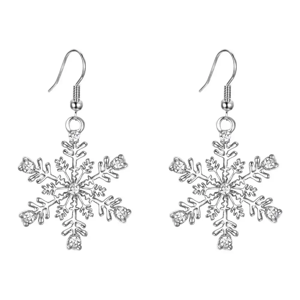 Silver Earrings Tuliper серги Рождество Снежинка свадебный ювелирный набор кулон кристалл ожерелье Комплект сережек для женщин Свадебные подарки - Окраска металла: Silver Earrings