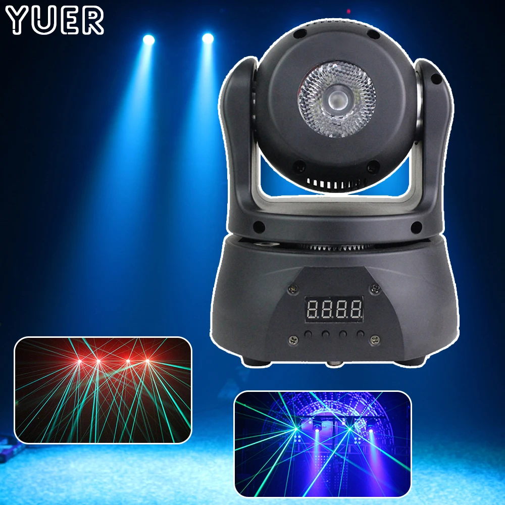 30W LED Pocket Double-Sided Moving Head Light With Beam&Laser DJ Disco Stage Lighting For Home Party Club Bar Nightclub DMX