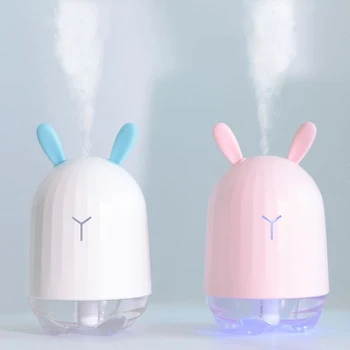 

220ML Air Humidifier Cute Rabbit Humidifier USB Aroma Diffuser Car Air Purifier Home Office Mist Maker With Led Night Lights