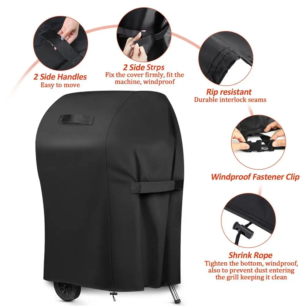 420D BBQ Cover Outdoor Dust Waterproof Weber Heavy Duty Grill Cover Rain Protective Outdoor Barbecue Round