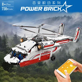 

Mould King 15012 APP RC Control Technic Heavy Lift Helicopter Model with Motors Kits Building Blocks Kids Christmas Gifts