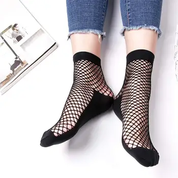

1Pair Fashion Women Sexy Lace Breathable Ankle High Fishnet Mesh Net Solid Color Short Crew Socks High Quality