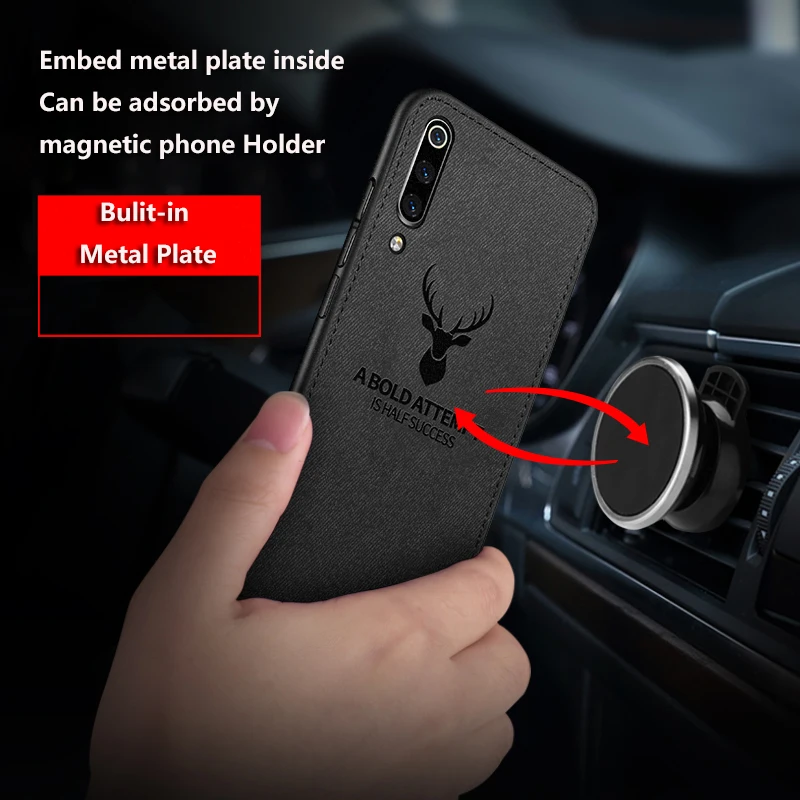 Cloth Texture Deer 3D Soft Magnetic Car Case For iphone 12 Magnet Plate Case For iphone 12 Pro Max，For iphone12 Mini Silicone