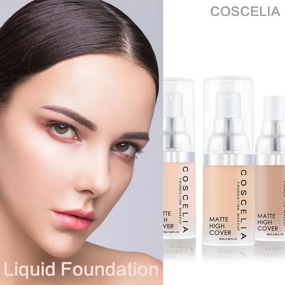 

COSCELIA 5 Colors Professional Covering Foundation Waterproof Makeup Base Color Changing Foundation Cream Matte Finish Base