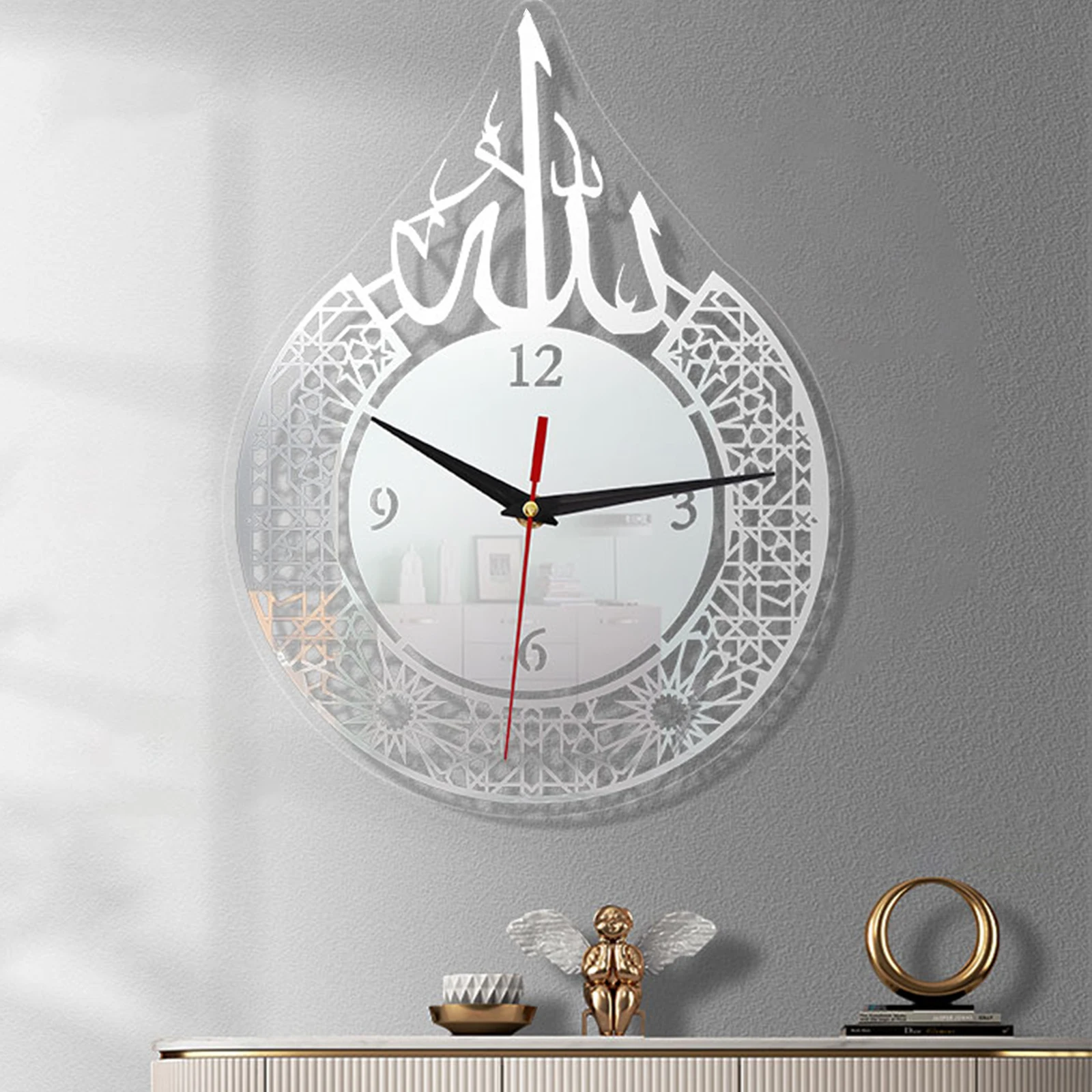 Islamic Quartz Silent Wall Clock Pendulum Muslim Nursery Ramadan Decoration Ramadan Clock Moving Clocks Atomic Flex Tail Eyes