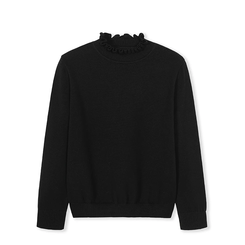 Balabala Children's wear shirts girls sweaters new autumn clothes big children pullover sweater simple female - Цвет: black