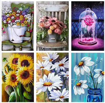 

Diamond Embroidery Beautiful Flowers Full Drill Diamond Painting 5d DIY Sunflower Scenery Cross Stitch Rhinestone Mosaic
