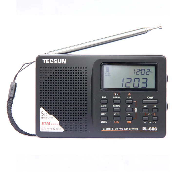 Tecsun PL-606 цифровой PLL портативный радио FM стерео/LW/SW/MW приемник DSP светильник и легко носить с собой - Цвет: Black