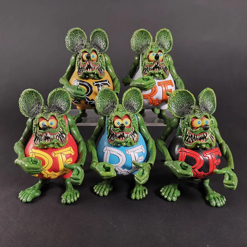 12cm Anime Animal Crazy Mouse Rat Fink Movable PVC Action Figure