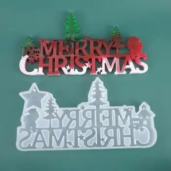 

Merry Christmas English DIY Casting Mirror Silicone Mold Ornament Making Tool Casting Tools