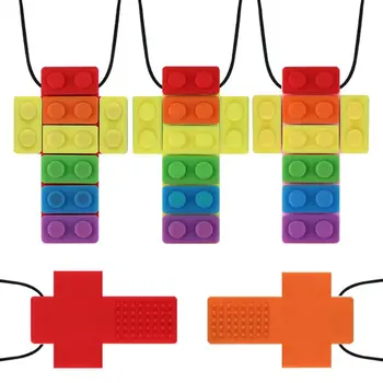 

Sensory Chew Necklace Brick for Kid Colorful Chewy Biting Teether Toy for Autism