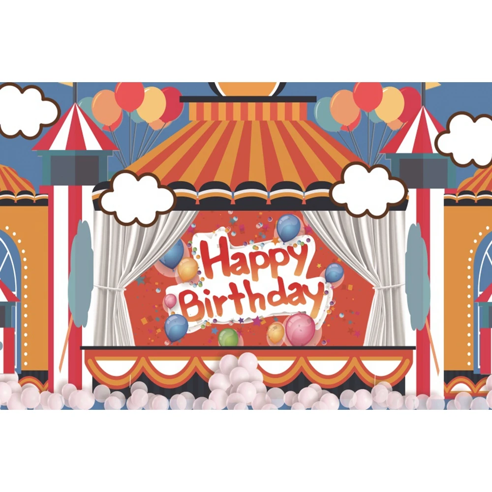 Birthday Party Circus Theme Balloons Clown Photophone Baby kid Photographic Background Photography Backdrops For Photo Studio