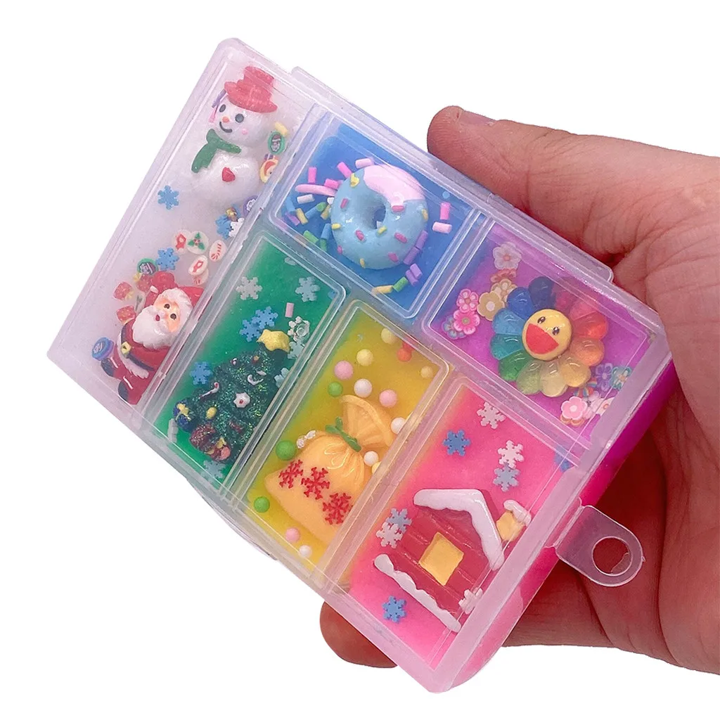 Slime Charms рождественские игрушки Slime DIY глина смешивание облако хлопок грязь Санта Клаус Кристалл Slijm Speelgoed Рождественская игрушка детский подарок