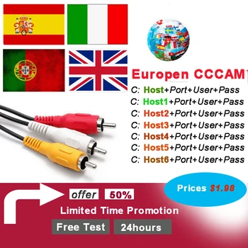 

7 lines Cccam Full HD 1 Year Spain Portugal Cccam cline for Europe Use for Satellite TV Receiver DVB-S2 Server