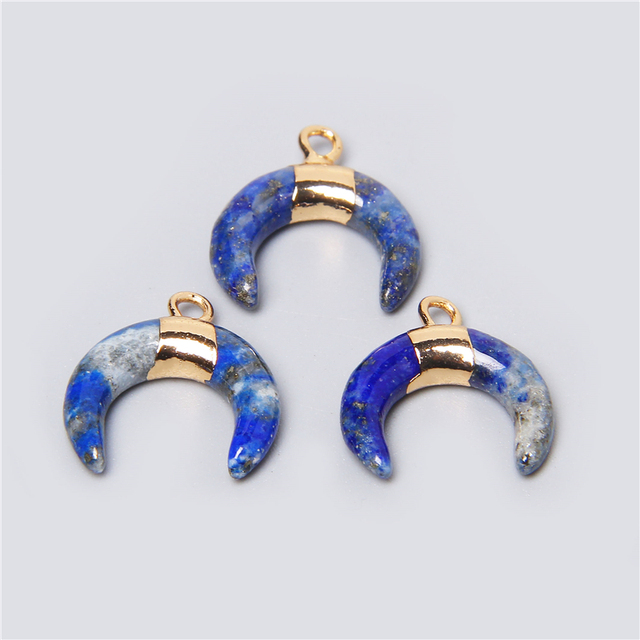 Unique Horn Shape Pendant Natural Stone Lapis Lazuli Aventurine Pink Rose Quartzs Pendants For Necklace Bracelet Handmade