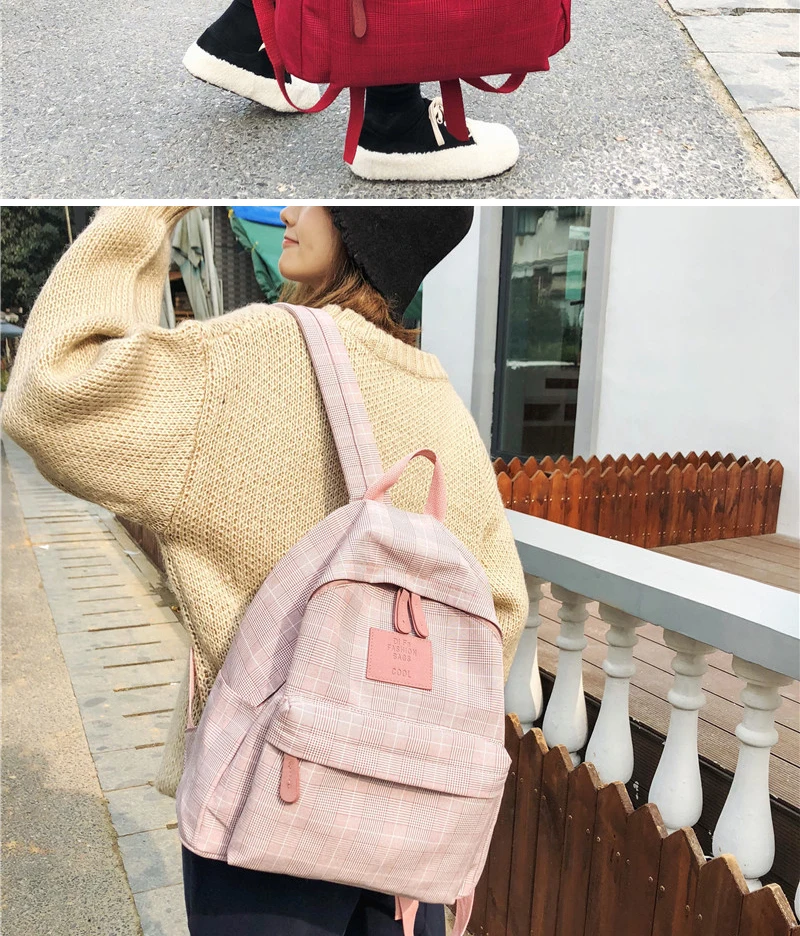 GALANODEL модная клетчатая Женская студенческий рюкзак, школьная сумка для девочек-подростков хлопчатобумажная дорожная сумка женская книжная сумка Mochilas для колледжа