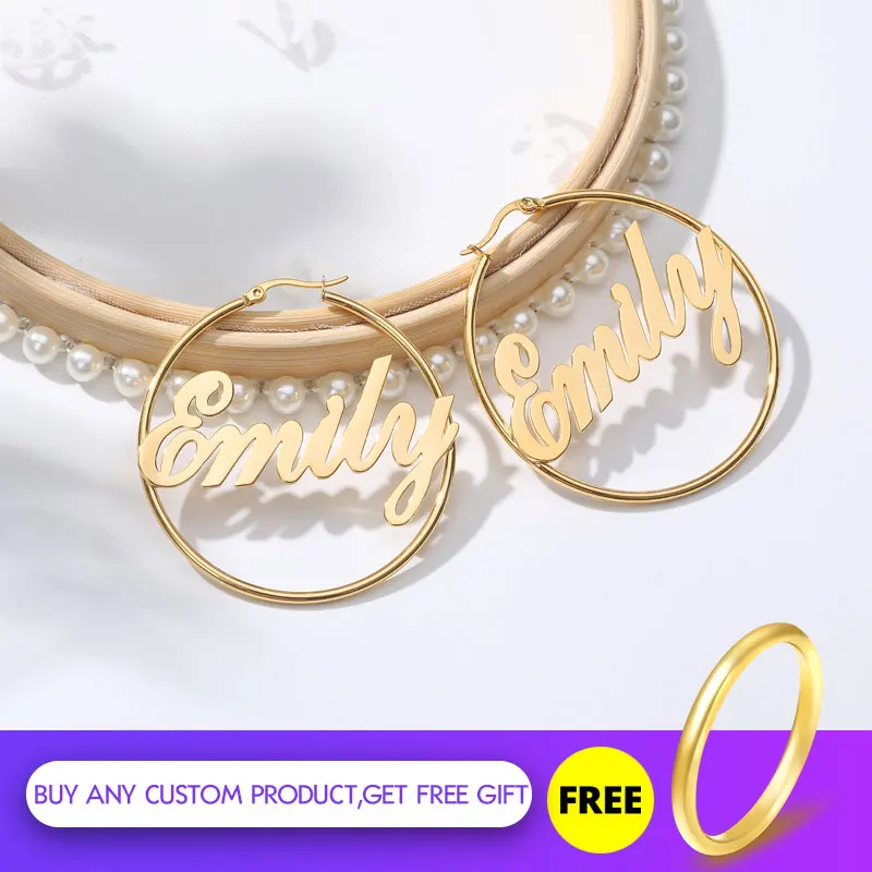 Изготовленные на заказ серьги-гвоздики с именной табличкой, серьги из нержавеющей стали, Золотые серьги для женщин, модные ювелирные изделия для девочек, лучший подарок на день рождения