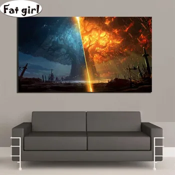 

Module canvas painting the burning world 5D DIY diamond painting cross stitch Hand drill mosaic embroidery square round decor