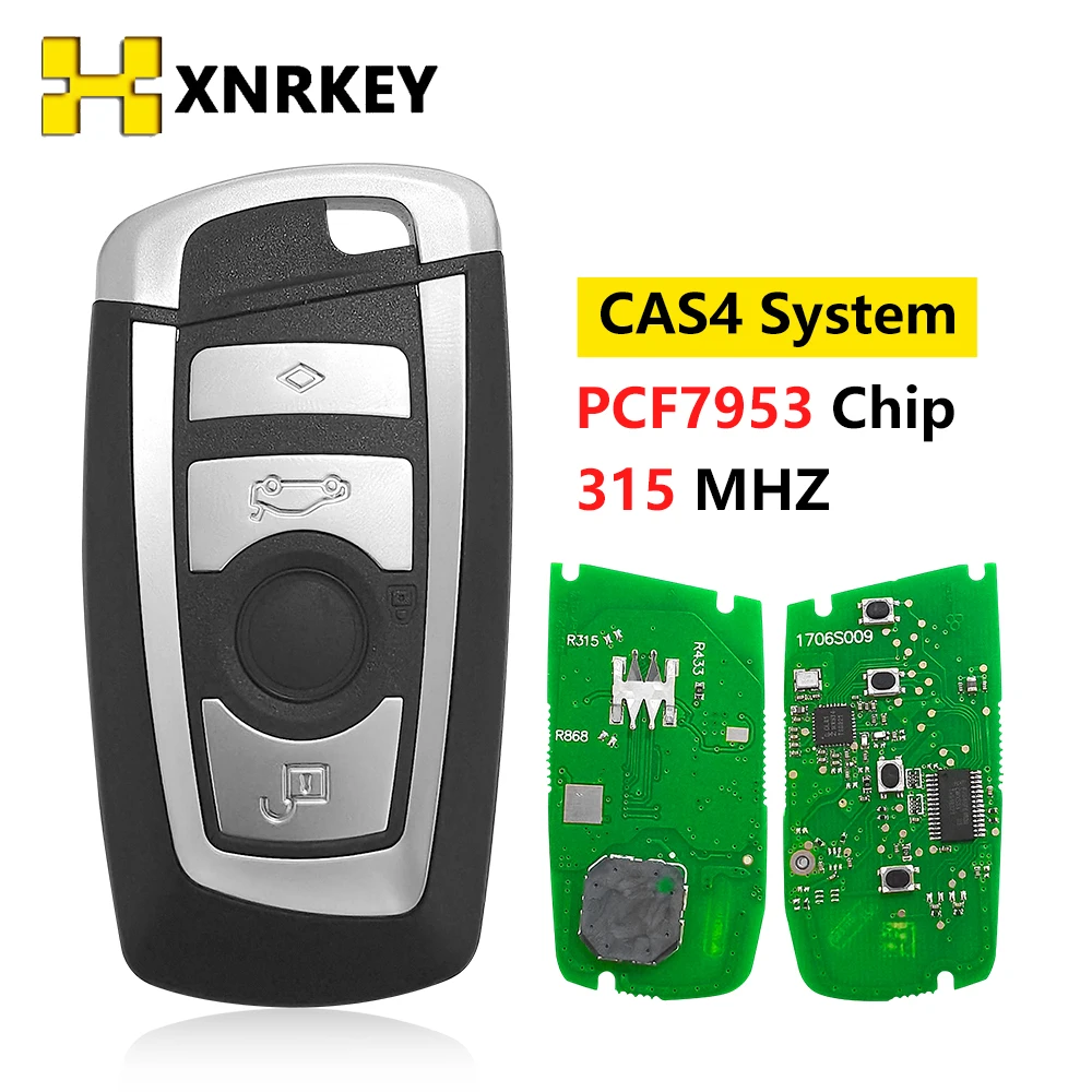 XNRKEY 4 Button CAS4 Car Key for BMW 3 5 7 Series 318 320 325 330 523 528 535 550 Replacement Car Remote Key 315Mhz