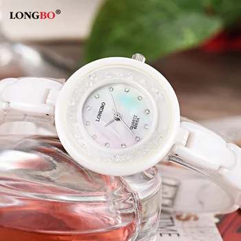 

2020 Hot LONGBO Women Watch Luxury Brand Casual Fashion Lady Watches White Ceramic Bracelet Watch Relogio Feminino Reloj Mujer