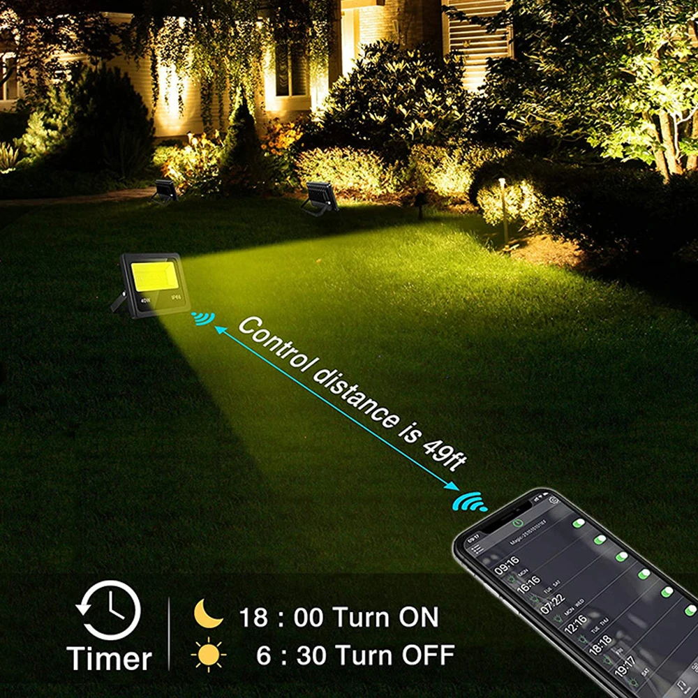 300w led flood light RGB LED FloodLight IP66 Waterproof Bluetooth APP Control RGBW LED Spotlight 15W 25W 50W 100W Garden Projector Outdoor Lighting led motion sensor flood lights