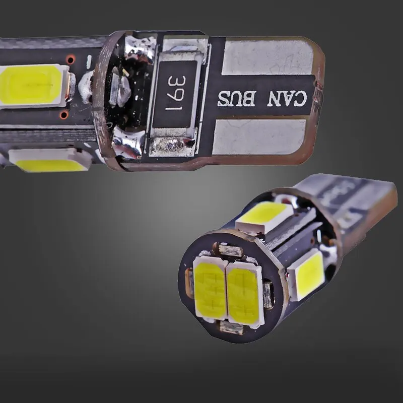 4 шт. T10 6SMD W5W 5630 Автомобильный светодиодный сигнал поворота, лампочка Canbus, автоматический внутренний купольный светильник для чтения, боковой стояночный задний тормозной фонарь