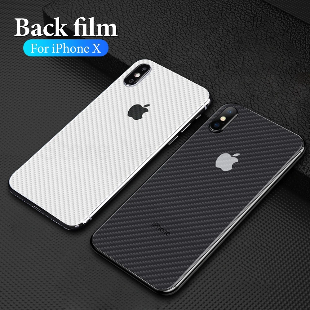 Carbon Fiber For iphone XS 7 8 XR X 6 6S XS Max 7 8 Plus 6 6S Plus Phone Back Screen Protector Sticker Transparent Film