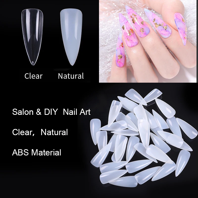 

120/504pcs Per Bag Nail Art Tips Transparent Natural False Full Cover Coffin Nails ABS Artificial Nail tips 12 Sizes Optional