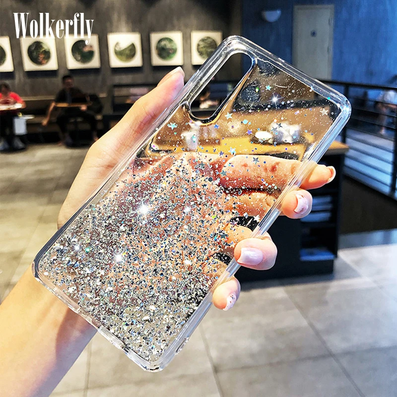 Блестящий чехол со звездами для Xiaomi Mi A3 A2 Lite 9T CC9 8 9 SE Pocophone F1 на Redmi Note 7 6 5 8T K20 Pro 7A 8A