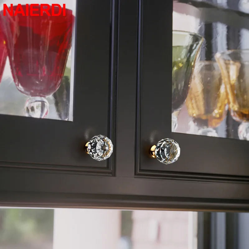 20-30mm Crystal Handle Clear Glass Knobs Cupboard Drawer Pulls Kitchen Cabinet Wardrobe Handles Furniture Door Hardware furniture handles