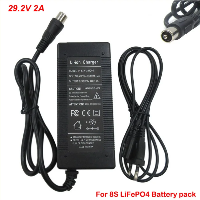 Зарядное устройство 24 В 29 2 в 2A LiFePO4 зарядное RCA DC XLRM GX16 разъем для 8S V LFP