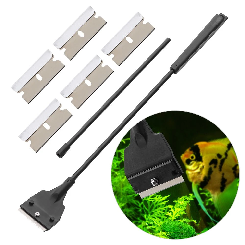 wall pot aquarium Stainless Steel Aquarium Fish Tank Algae Scraper Blade Aquatic Water Live Plant Grass Cleaning Multi-Tool Cleaner Kit Set fish tank decor