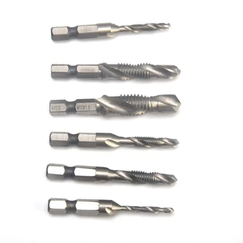

6pcs Durable Drill Bits Coated Compound Tap Hexagon Handle Multifunctional Electric Screwdriver Shank 3 In 1 Woodworking Tools