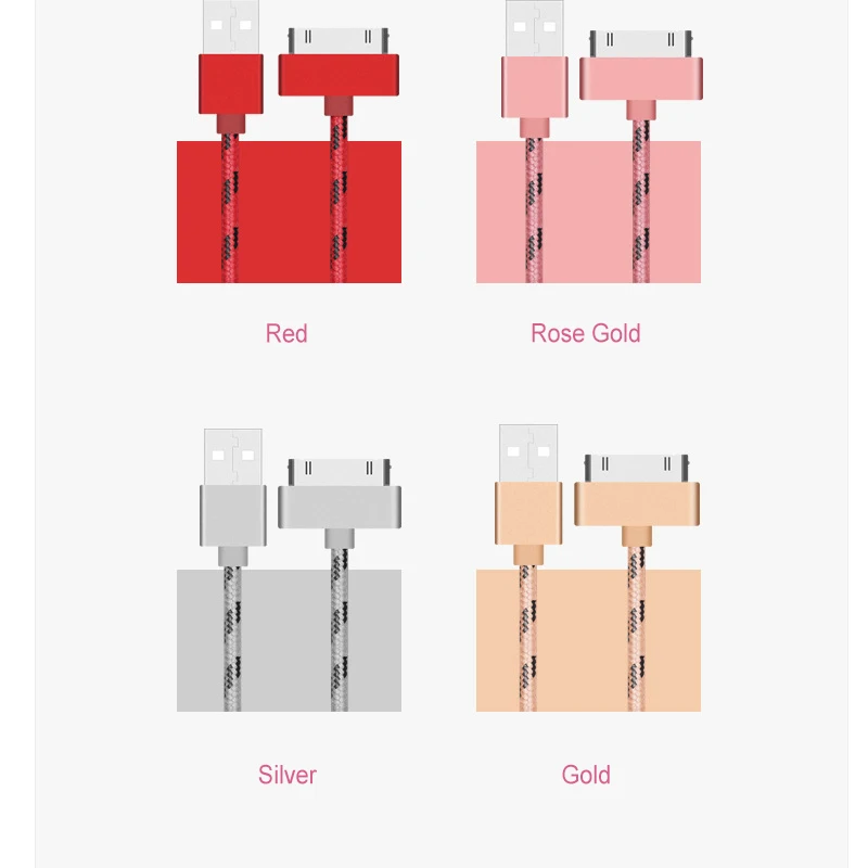 30 Pin USB кабель 2.4A Быстрая зарядка зарядное устройство адаптер синхронизации данных код для iPhone 4 4S 3g S 3g iPad 1 2 3 iPod Nano itouch