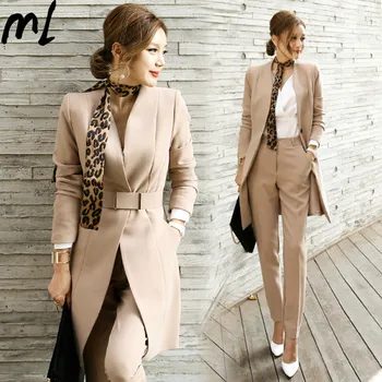 

New Women Fashion Business Pant Suits 2 Piece Set Casual Office Business Suits Formal Work Wear Sets Trousers Two-piece Female