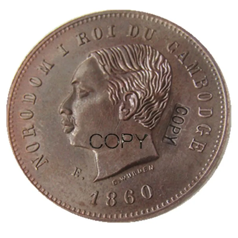 Камбоджа Norodom I образец Essai 10 Centimes 1860 E медная копия
