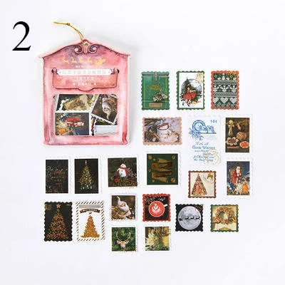 40Pcs/Pack Kawaii Christmas Stickers Retro Stationery Stickers Decorative Stickers For Kids DIY Diary Scrapbooking Supplies - Color: 2