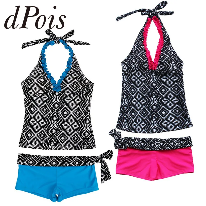 Girls Swimsuit Kids Tankinis Swimwear Halter Neck Swim Suit With
