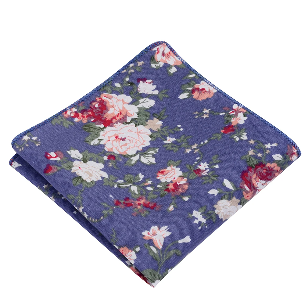 Ricnais классический винтажный цветочный хлопковый Карманный платок с квадратным красным и голубым принтом для мужчин и женщин нагрудный платок Hanky 22 см* 22 см