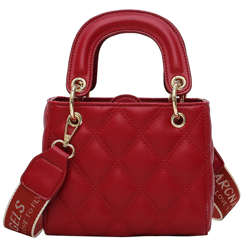 Модная стеганая сумка женская кожаная сумка на плечо Маленькая дамская сумка на цепочке мессенджер женская сумка через плечо роскошная дизайнерская сумка - Цвет: red