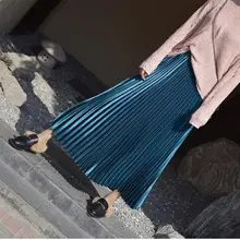 Высокая талия, Женская длинная юбка, Ретро стиль, плиссированные юбки, модные, Топ бренд, женские юбки, женские, Faldas Saia, женская юбка Макси