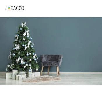 

Laeacco Dark Green Wall Christmas Tree Gifts Chair Carpet Photo Backgrounds Photography Backdrops Family Portrait Photo Studio