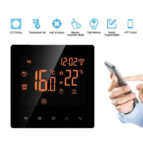 

WiFi Smart Thermostat LCD Display Touch Screen APP Control Programmable Room Temperature Controller For Home Office Hotel